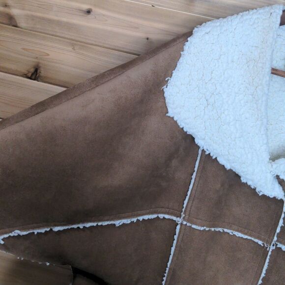 Chico's Jacket Women's S/M Tan Faux Suede Sherpa Logan Jacket 0/1 - Picture 4 of 12